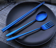 Load image into Gallery viewer, Stainless steel cutlery set fork knife chopsticks set travel cutlery