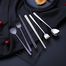 Load image into Gallery viewer, Stainless steel cutlery set fork knife chopsticks set travel cutlery