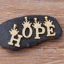 Load image into Gallery viewer, New Luxury Copper Zircon A-Z Crown Alphabet Pendant Chain Necklace