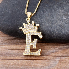 Load image into Gallery viewer, New Luxury Copper Zircon A-Z Crown Alphabet Pendant Chain Necklace