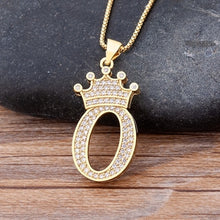Load image into Gallery viewer, New Luxury Copper Zircon A-Z Crown Alphabet Pendant Chain Necklace