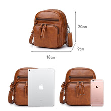 Load image into Gallery viewer, Three-layer Pocket Shoulder Bag Retro Washed Pu Leather Crossbody Bag