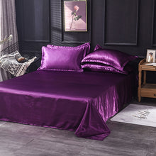 Load image into Gallery viewer, luxury satin silk flat bed sheet set single queen size king size bedspread cover