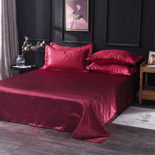 Load image into Gallery viewer, luxury satin silk flat bed sheet set single queen size king size bedspread cover
