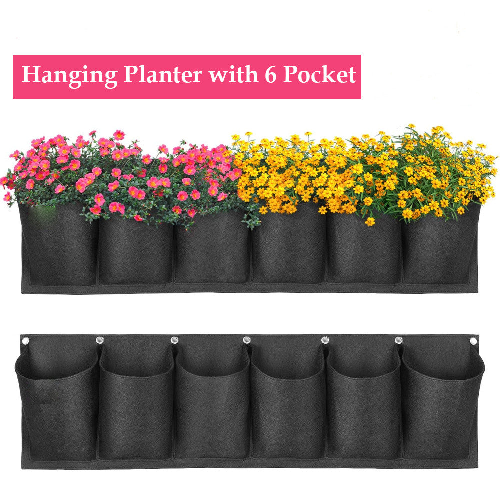 Waterproof vertical wall hanging flower bag with 6 bags