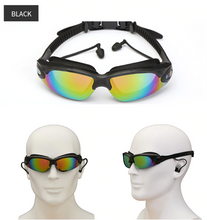 Load image into Gallery viewer, Professional swimming goggles with earplugs, electroplated waterproof silica gel
