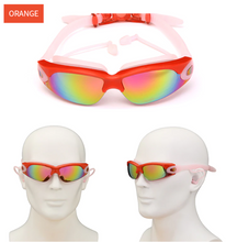 Load image into Gallery viewer, Professional swimming goggles with earplugs, electroplated waterproof silica gel
