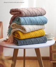 Load image into Gallery viewer, Nordic knitted tassel sofa blanket nap blanket
