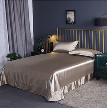 Load image into Gallery viewer, luxury satin silk flat bed sheet set single queen size king size bedspread cover
