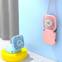 Load image into Gallery viewer, Mini Folding Desk Fan Lazy Hanging Neck Fan with String
