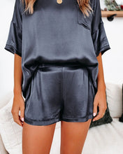 Load image into Gallery viewer, Women Satin Silky Pajama Set Short Sleeve T-shirt With Shorts
