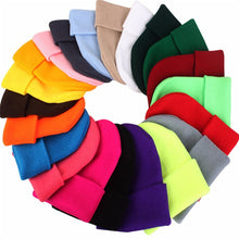 Load image into Gallery viewer, 2 Psc winter warm solid color knitted hat
