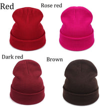 Load image into Gallery viewer, 2 Psc winter warm solid color knitted hat
