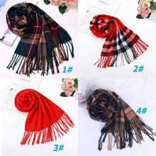 Load image into Gallery viewer, Winter Fashion Plaid Fringed Cashmere Blanket Premium Scarf
