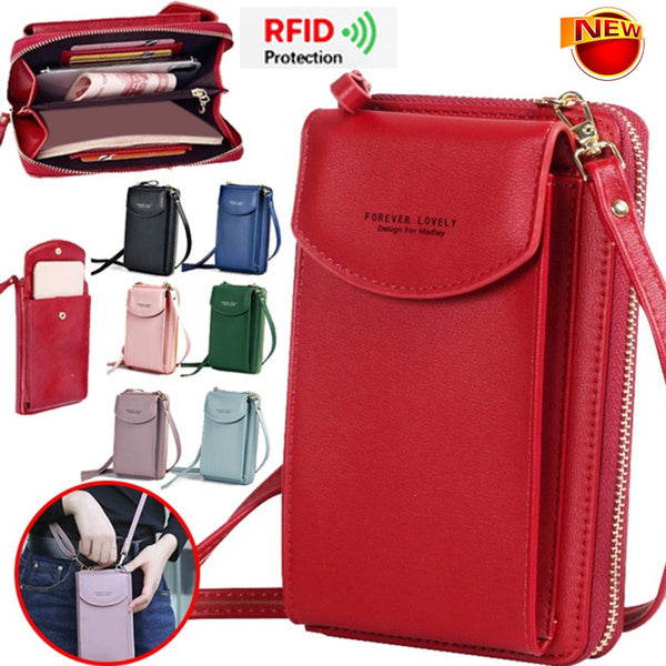 Women PU Leather Large Capacity Mobile Package