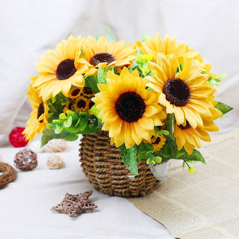 7Branch Artificial Sunflower Bouquet Silk Fake Sunflowers