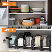 Load image into Gallery viewer, Large Plate Rack Organizer for Kitchen Counter Tops - Non-Slip &amp; Rust Resistant (White &amp; Black)
