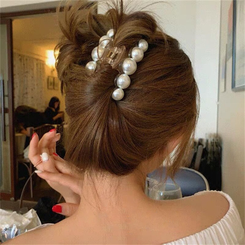 New large pearl hair grabbing clip large size hairpin