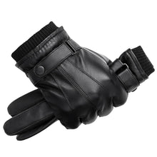 Load image into Gallery viewer, Men Autumn Winter Warm Touch Screen Full Finger Black Gloves
