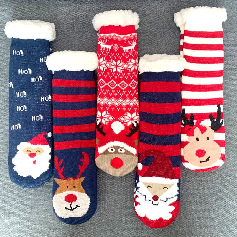 Christmas Fuzzy Slipper Socks Womens Floor Sock