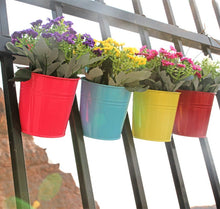 Load image into Gallery viewer, Fashionable and colorful vertical metal flowerpot hanging bucket
