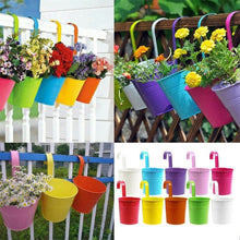 Load image into Gallery viewer, Fashionable and colorful vertical metal flowerpot hanging bucket
