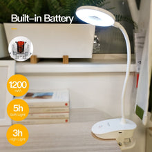 Load image into Gallery viewer, Led gooseneck table lamp touch clip learning lamp USB rechargeable
