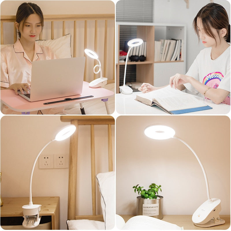Led gooseneck table lamp touch clip learning lamp USB rechargeable