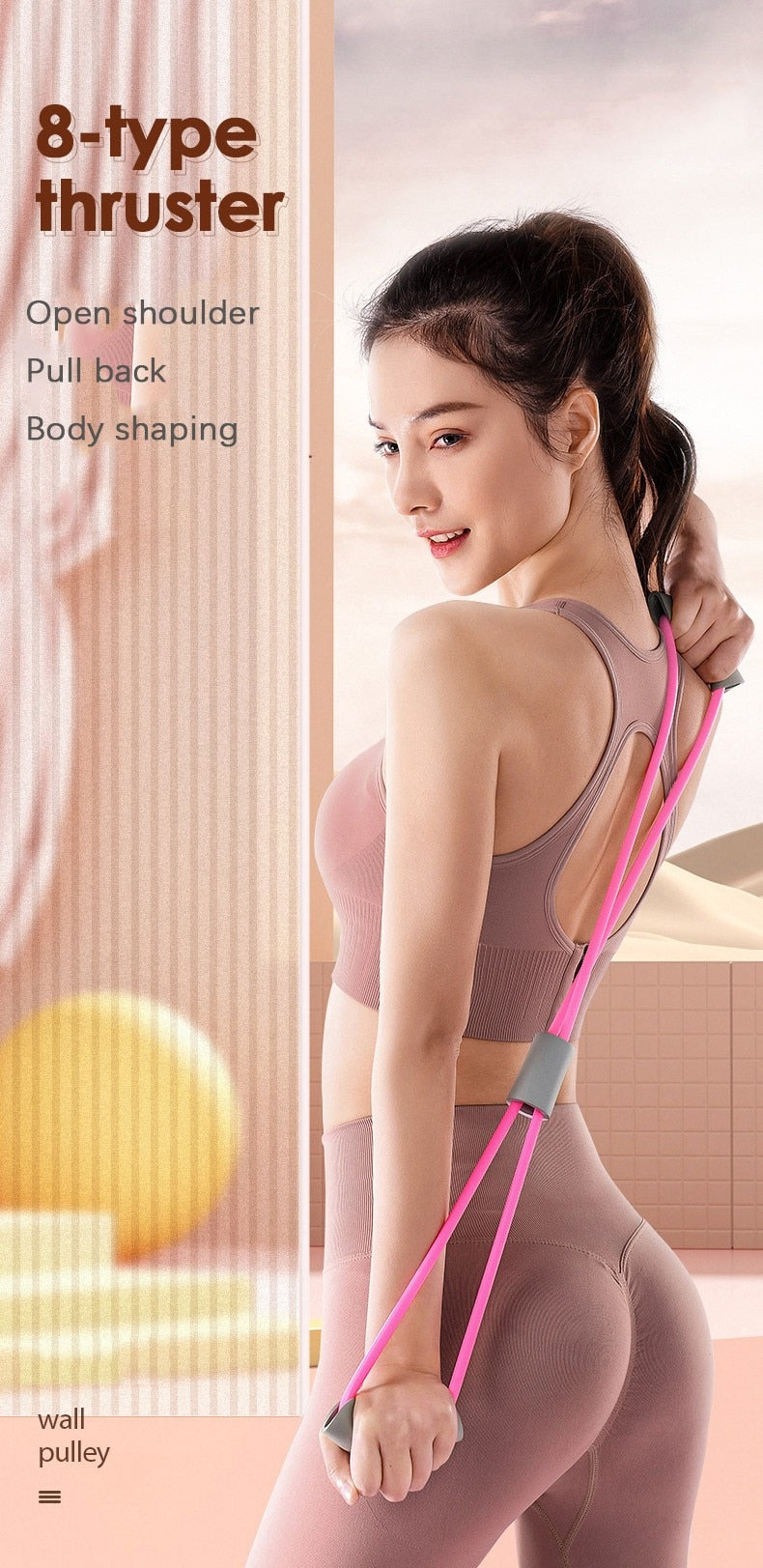 Open Shoulder Back Stretch Belt With 8-type Thruster