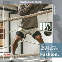 Load image into Gallery viewer, Men 2 in 1 Sports Jogging Fitness Training Quick Dry Short Pants
