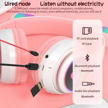 Load image into Gallery viewer, Stn28 wireless Bluetooth 5.0 cute cat claw cat ear color lamp headset
