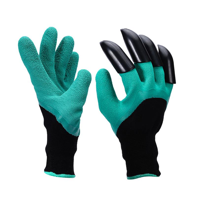 4 Hand claw ABS plastic gardening rubber gloves