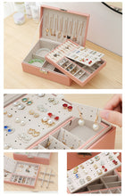 Load image into Gallery viewer, High capacity Leather Jewelry Box Necklace Earring Ring Ring storage box
