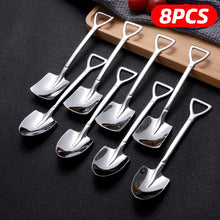 Load image into Gallery viewer, 4/8PCS Shovel Spoons Stainless Steel TeaSpoons Creative Coffee Spoon For Ice cream Dessert Scoop Tableware Cutlery set
