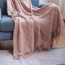 Load image into Gallery viewer, Nordic knitted tassel sofa blanket nap blanket
