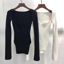 Load image into Gallery viewer, Knitted Women&#39;s Sweater Square Collar Long Sleeve Sweaters
