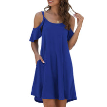 Load image into Gallery viewer, Women&#39;s Summer Dresses Casual Dress Cold Shoudler Robe Ruffle Sleeves Dresses
