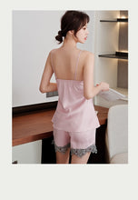 Load image into Gallery viewer, 5Pcs Women&#39;s Satin sexy lace patchwork pajamas and gowns set
