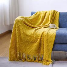 Load image into Gallery viewer, Nordic knitted tassel sofa blanket nap blanket
