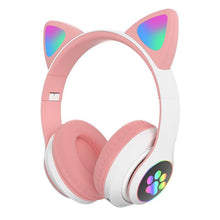 Load image into Gallery viewer, Stn28 wireless Bluetooth 5.0 cute cat claw cat ear color lamp headset
