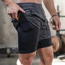 Load image into Gallery viewer, Men 2 in 1 Sports Jogging Fitness Training Quick Dry Short Pants
