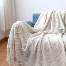 Load image into Gallery viewer, Nordic knitted tassel sofa blanket nap blanket
