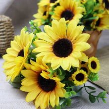 Load image into Gallery viewer, 7Branch Artificial Sunflower Bouquet Silk Fake Sunflowers
