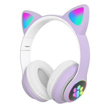 Load image into Gallery viewer, Stn28 wireless Bluetooth 5.0 cute cat claw cat ear color lamp headset
