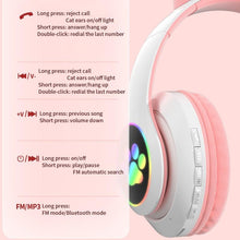 Load image into Gallery viewer, Stn28 wireless Bluetooth 5.0 cute cat claw cat ear color lamp headset
