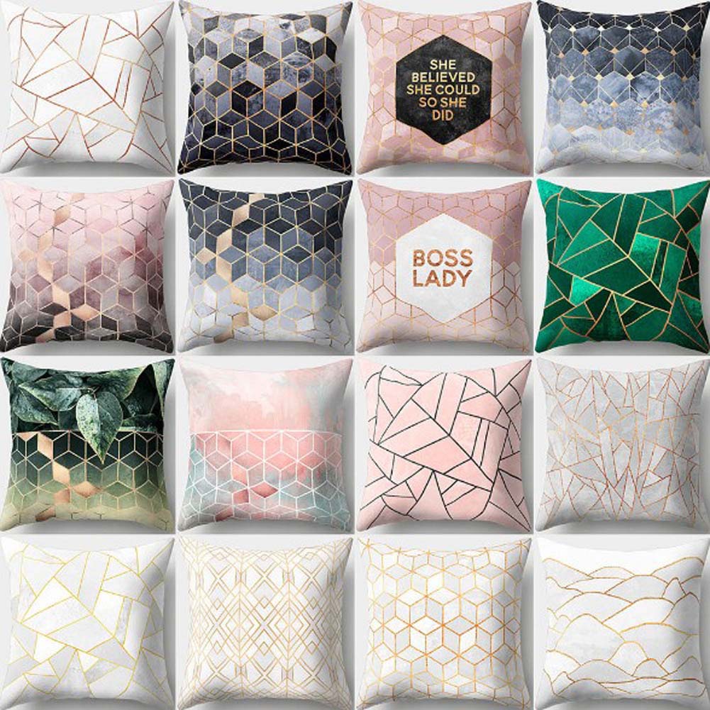 Geometric Printed Polyester Throw Pillow Cases Sofa Cushion Cover