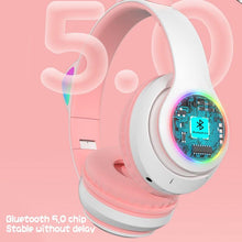 Load image into Gallery viewer, Stn28 wireless Bluetooth 5.0 cute cat claw cat ear color lamp headset
