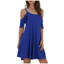 Load image into Gallery viewer, Women&#39;s Summer Dresses Casual Dress Cold Shoudler Robe Ruffle Sleeves Dresses
