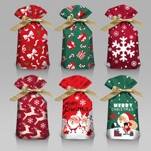 Load image into Gallery viewer, 50Pcs Santa Gift Bag Candy Bag Snowflake Crisp Drawstring Bag
