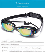 Load image into Gallery viewer, Professional swimming goggles with earplugs, electroplated waterproof silica gel
